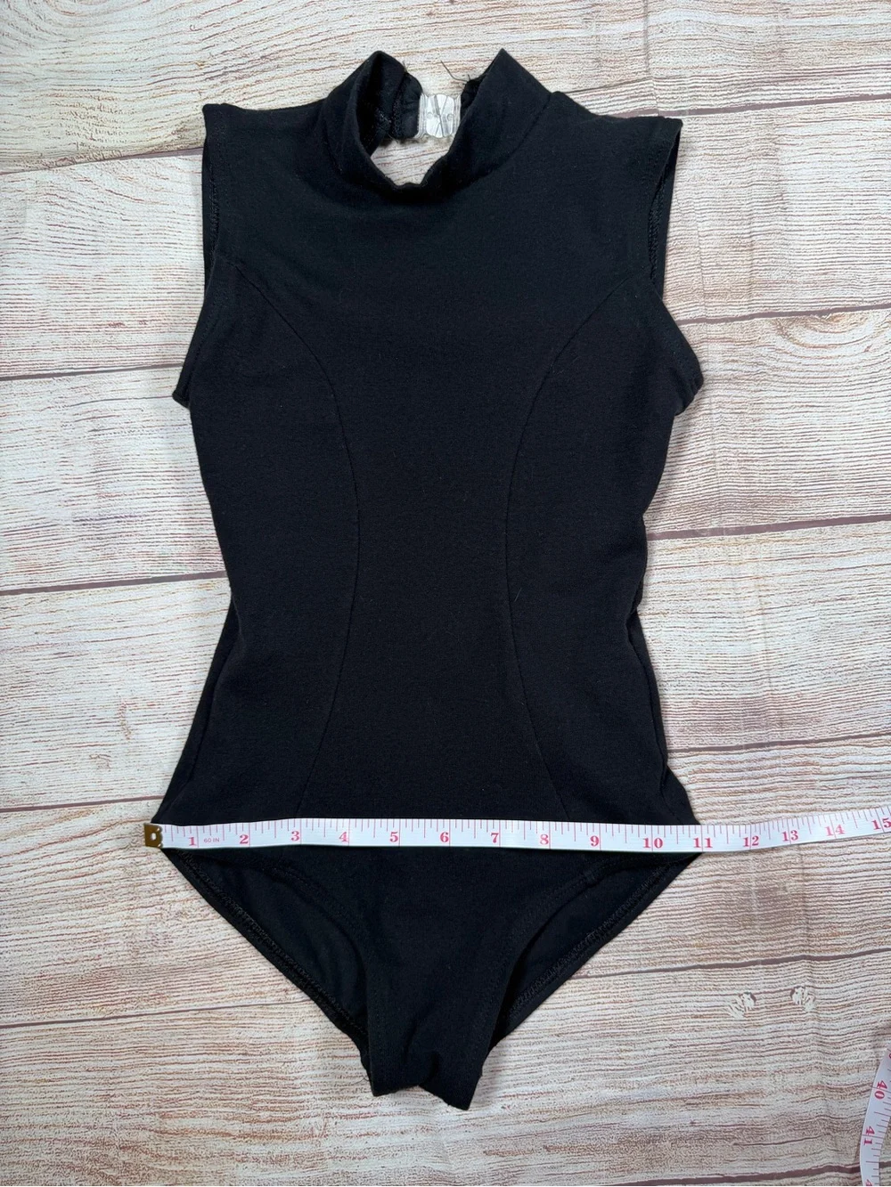 Kids Black Sleeveless Mock-Neck Open Back Leotard
